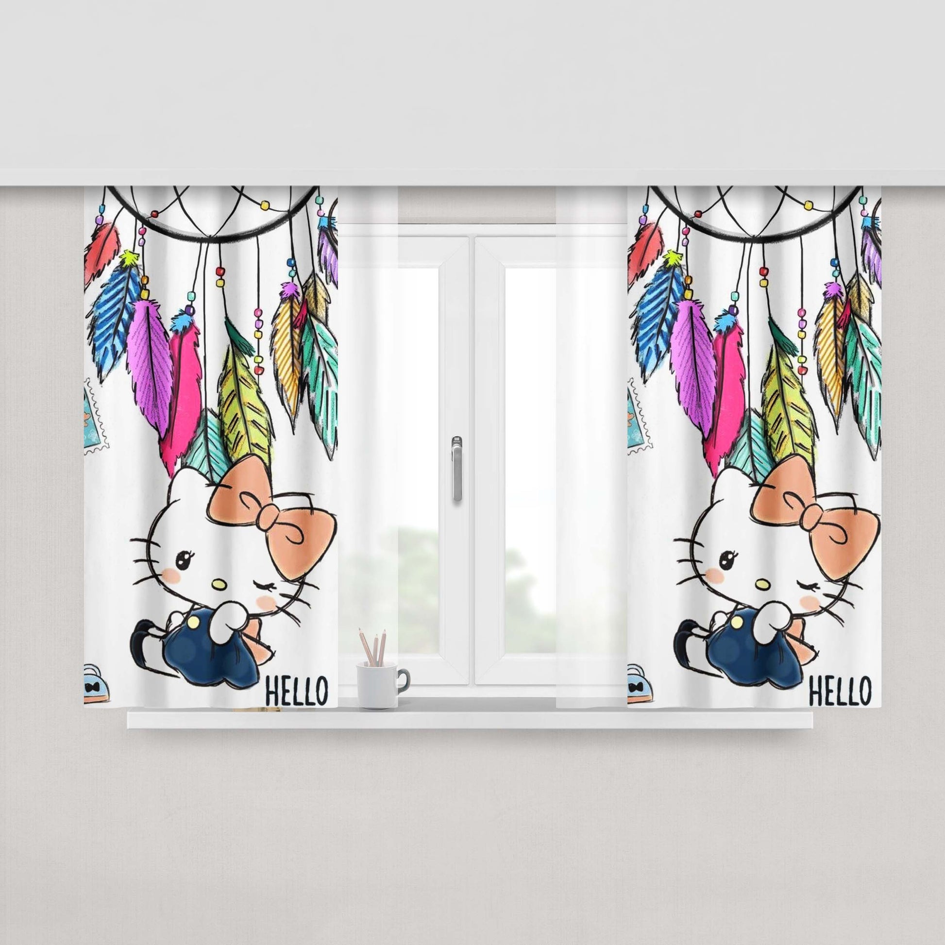 Hello Kitty Dream Catcher Fabric Fabric Window Curtains