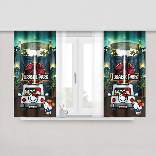 Hello Kitty House Jurassic Park Fabric Fabric Window Curtains