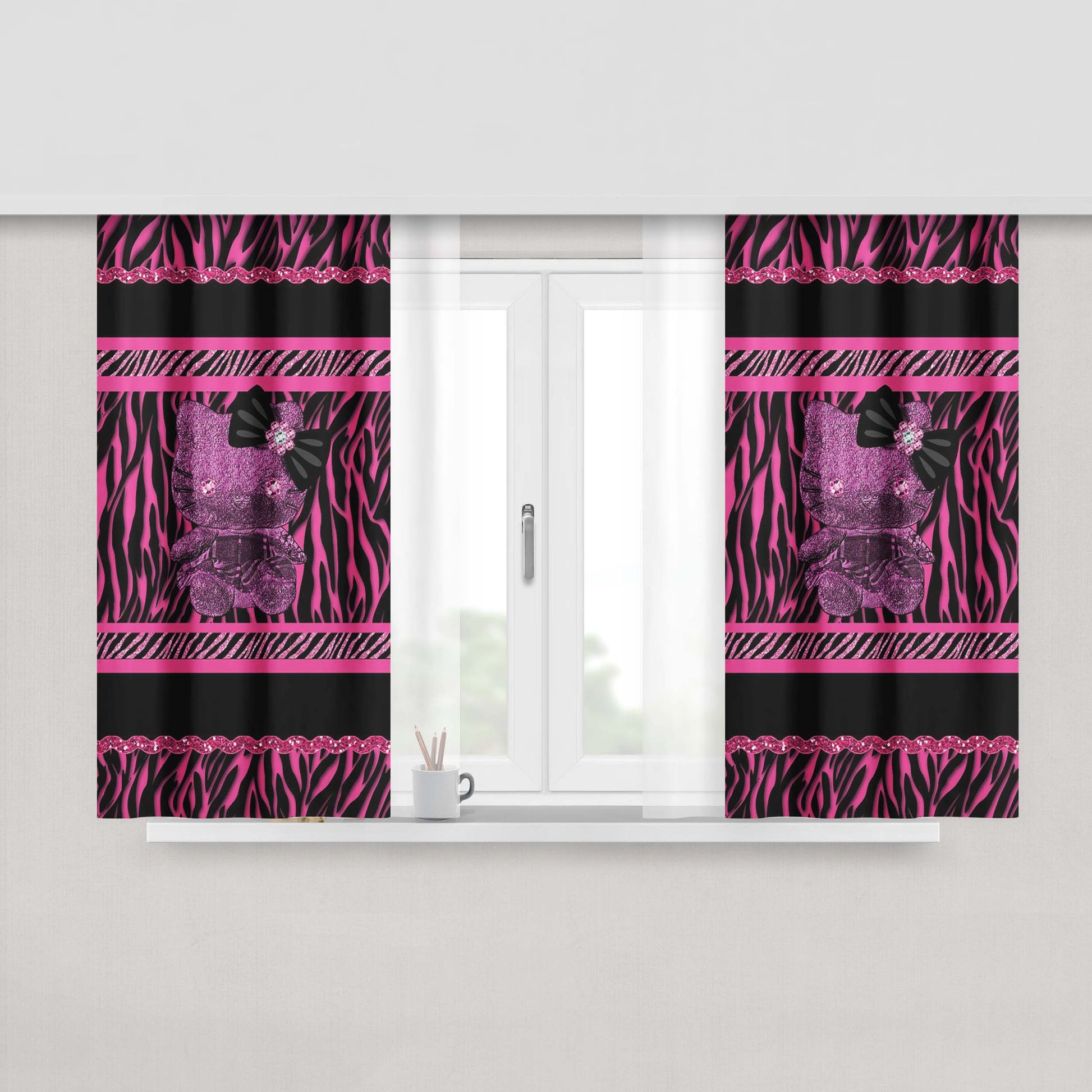 Hello Kitty Katespade Zebra Stripe Fabric Fabric Window Curtains