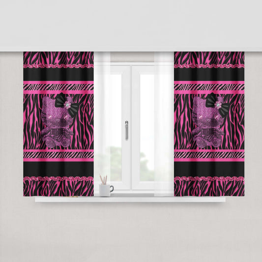 Hello Kitty Katespade Zebra Stripe Fabric Fabric Window Curtains