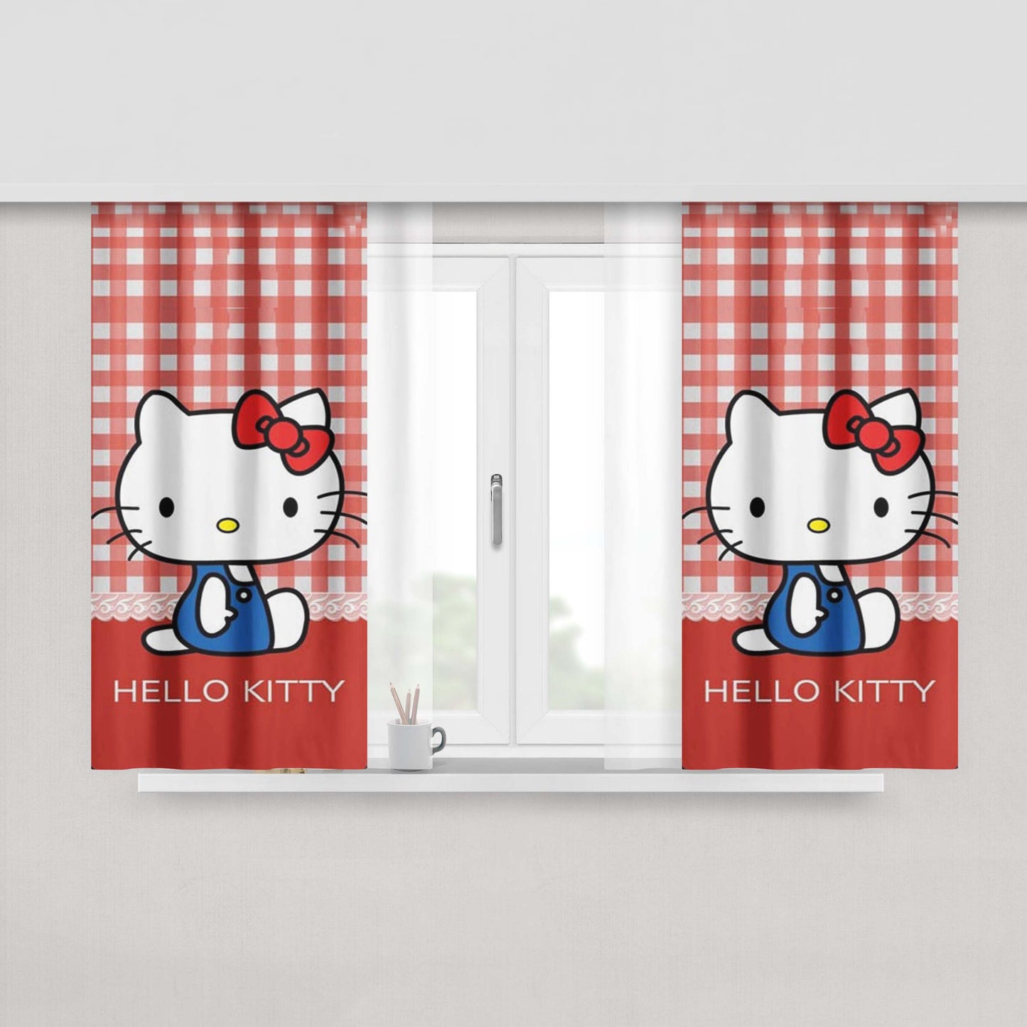 Hello Kitty Kawaii Pink Fabric Fabric Window Curtains