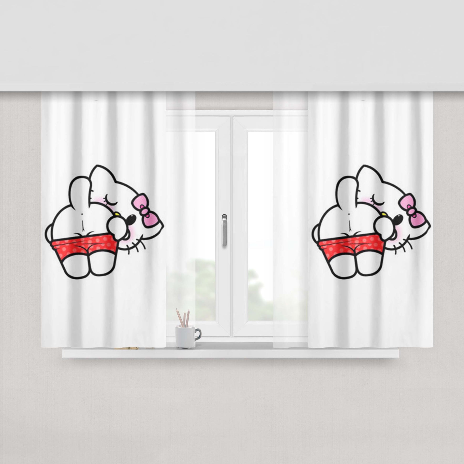 Hello Kitty Outrageous Fabric Fabric Window Curtains