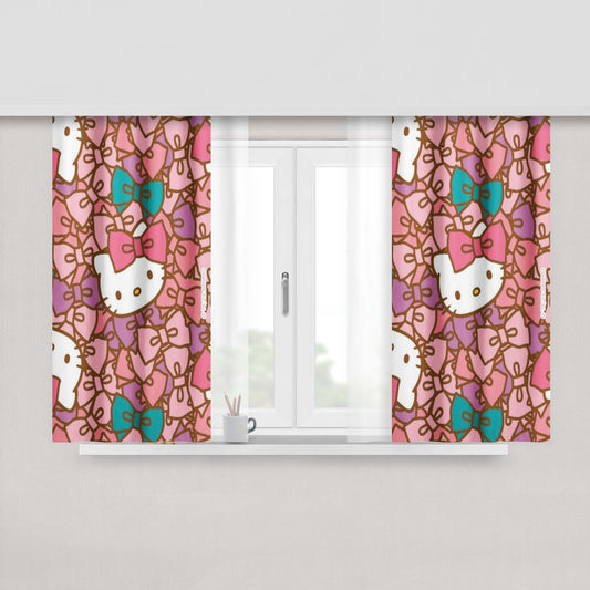 Hello Kitty Pink And Cute Fabric Fabric Window Curtains