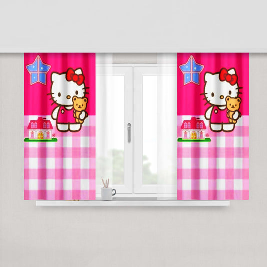 Hello Kitty Pink Fabric Fabric Window Curtains