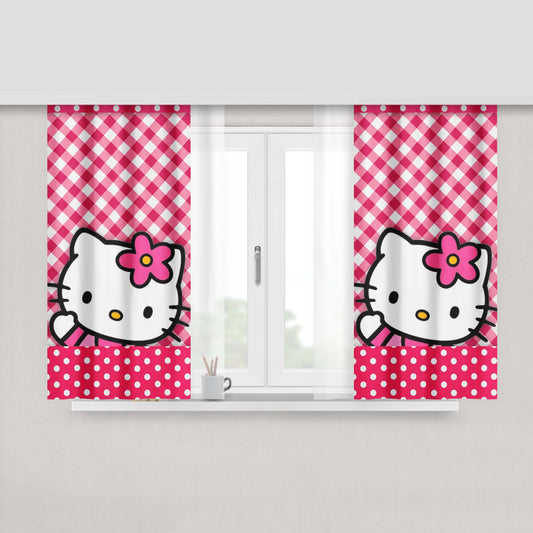 Hello Kitty Polkadot Fabric Fabric Window Curtains