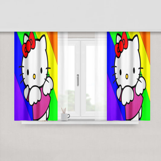 Hello Kitty Rainbow Fabric Fabric Window Curtains