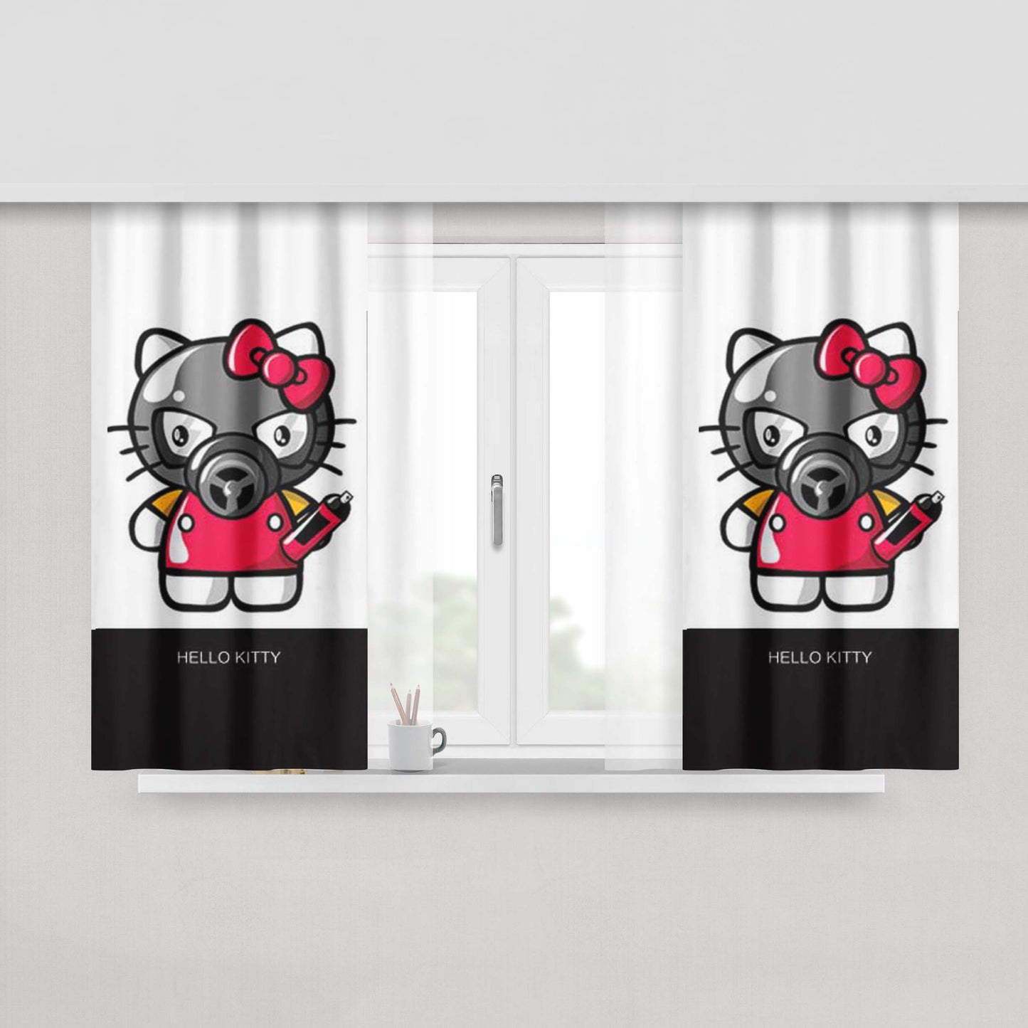 Hello Kitty Spraypaint Fabric Fabric Window Curtains