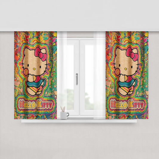 Hello Kitty Vintage Fabric Fabric Window Curtains