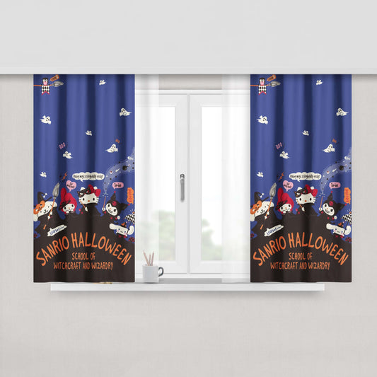 Hello Kitty Witch School Halloween Fabric Fabric Window Curtains
