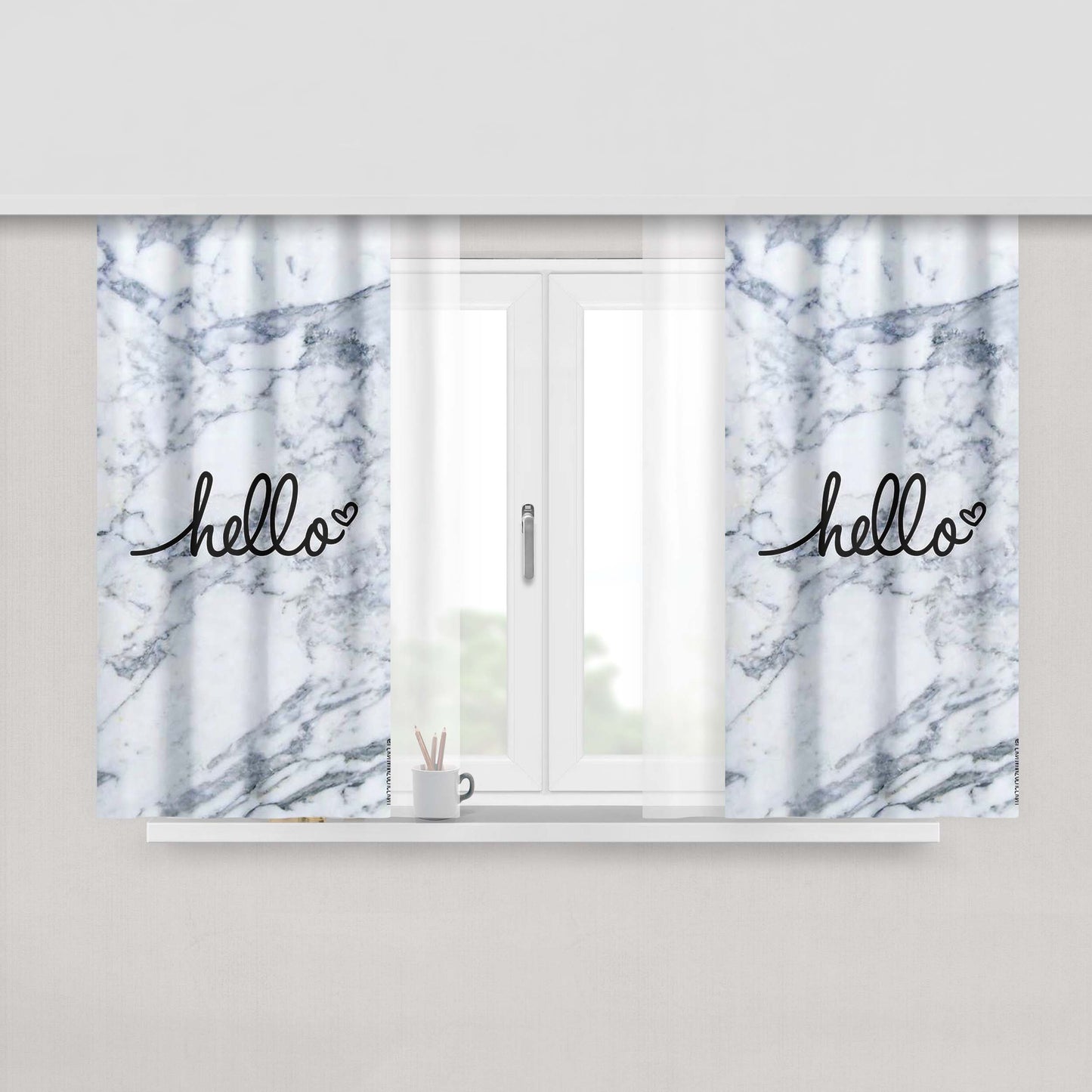 Hello Marble Fabric Fabric Window Curtains