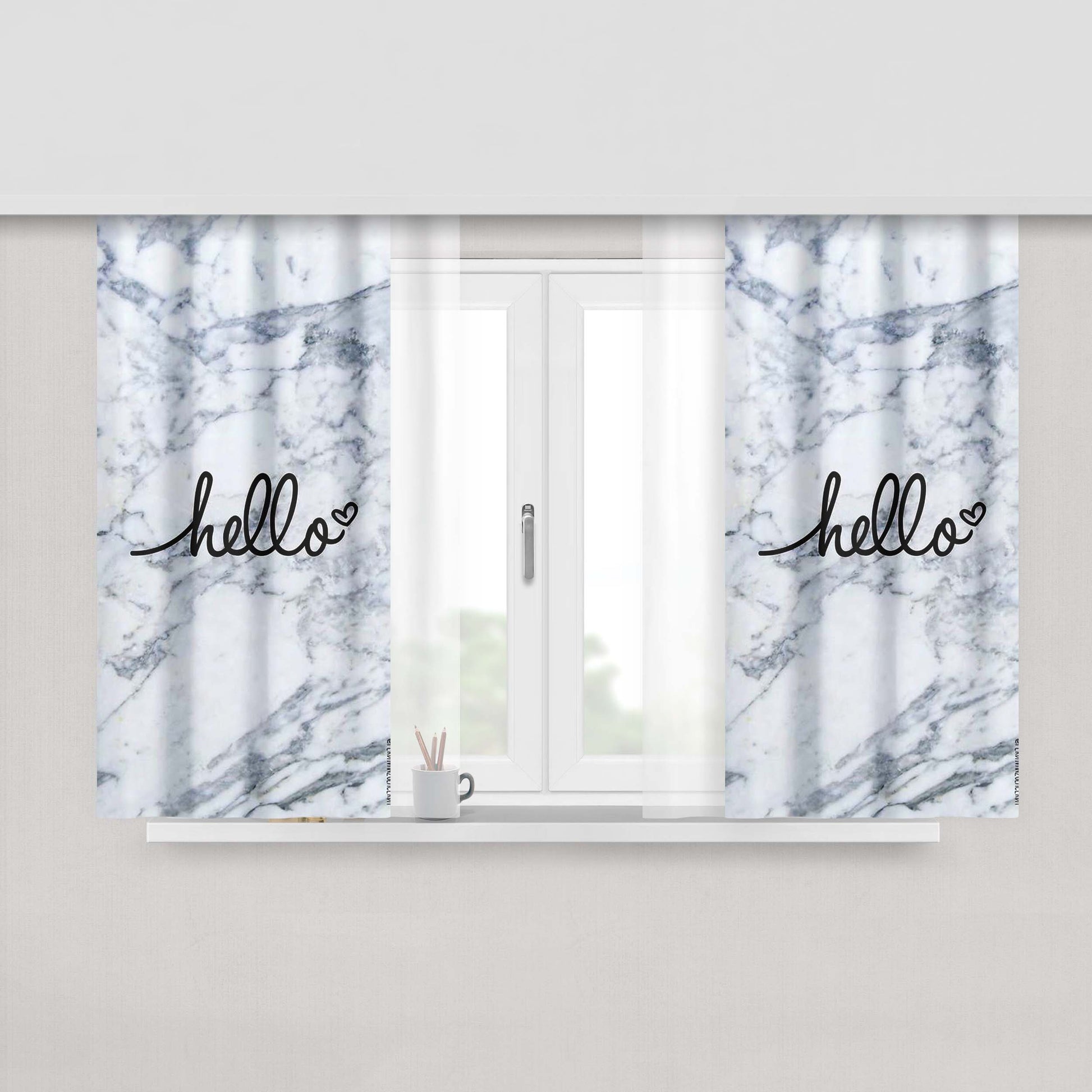 Hello Marble Fabric Fabric Window Curtains