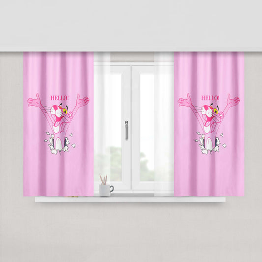 Hello Pink Panther Fabric Fabric Window Curtains