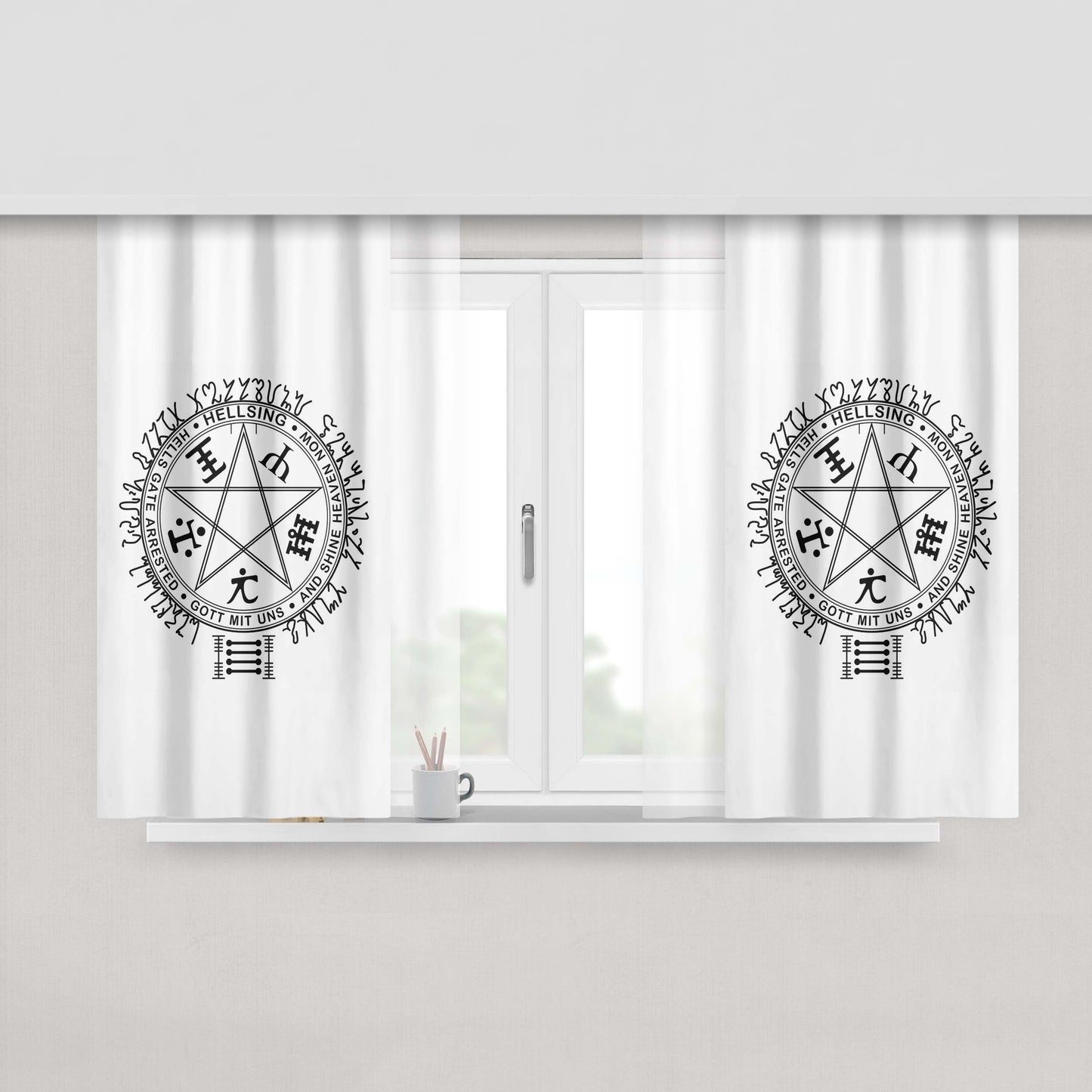 Hellsing Ultimate Logo Peach Skin Window Curtains
