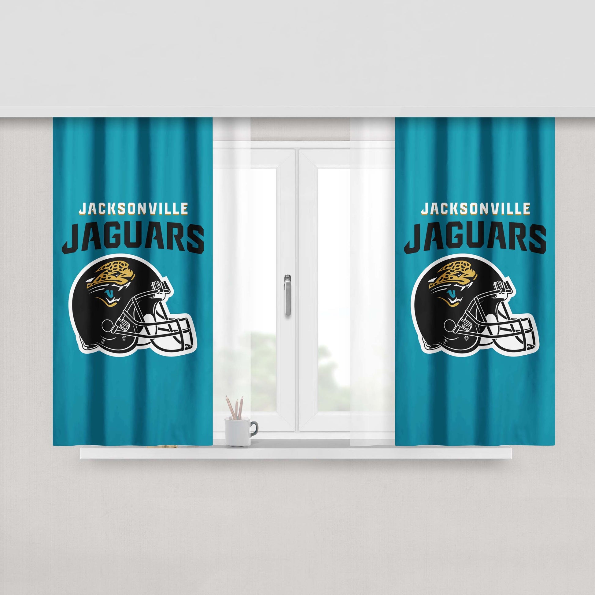 Helmet Clipart Jacksonville Jaguars Peach Skin Window Curtains