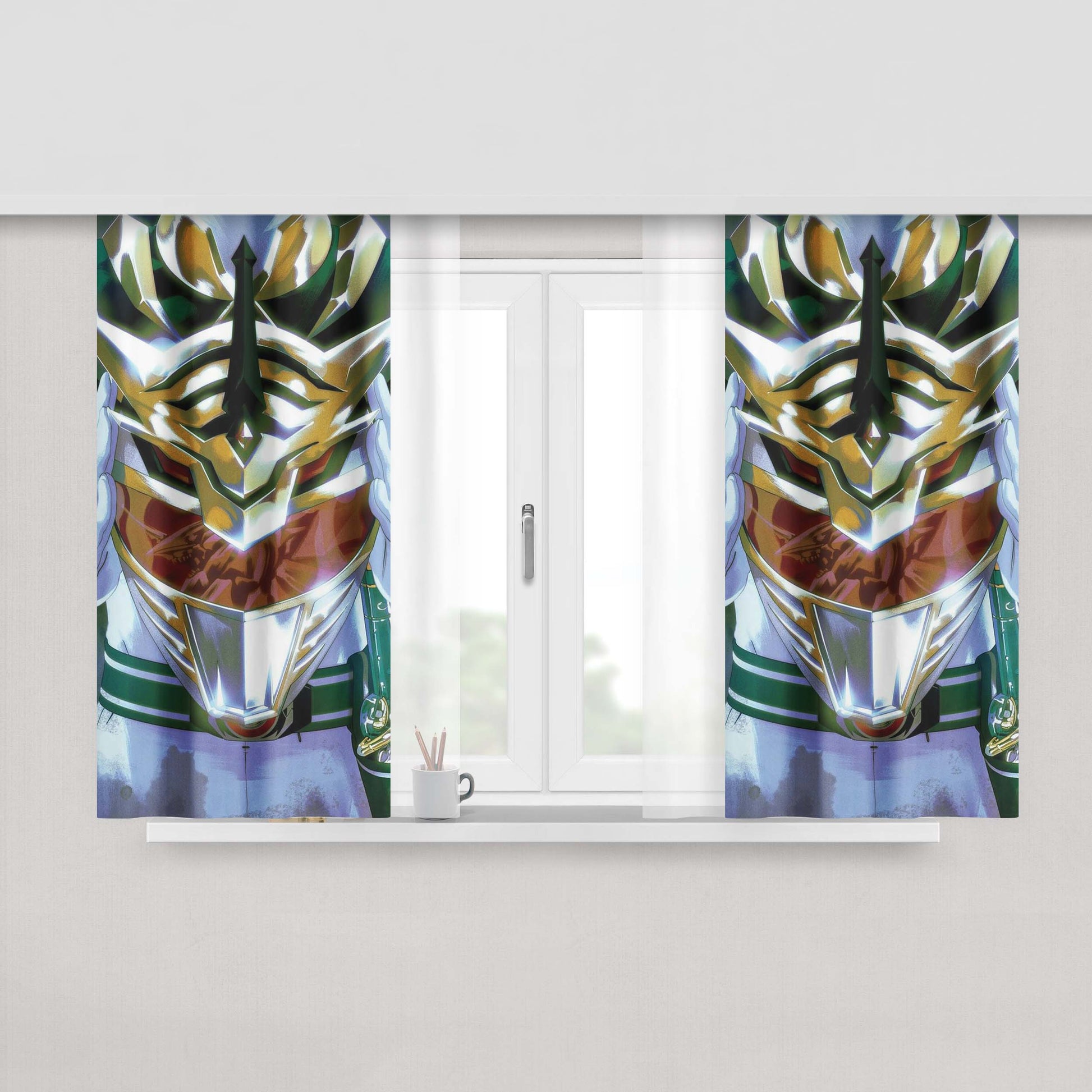 Helmet Tiger White Gold Power Rangers Peach Skin Window Curtains