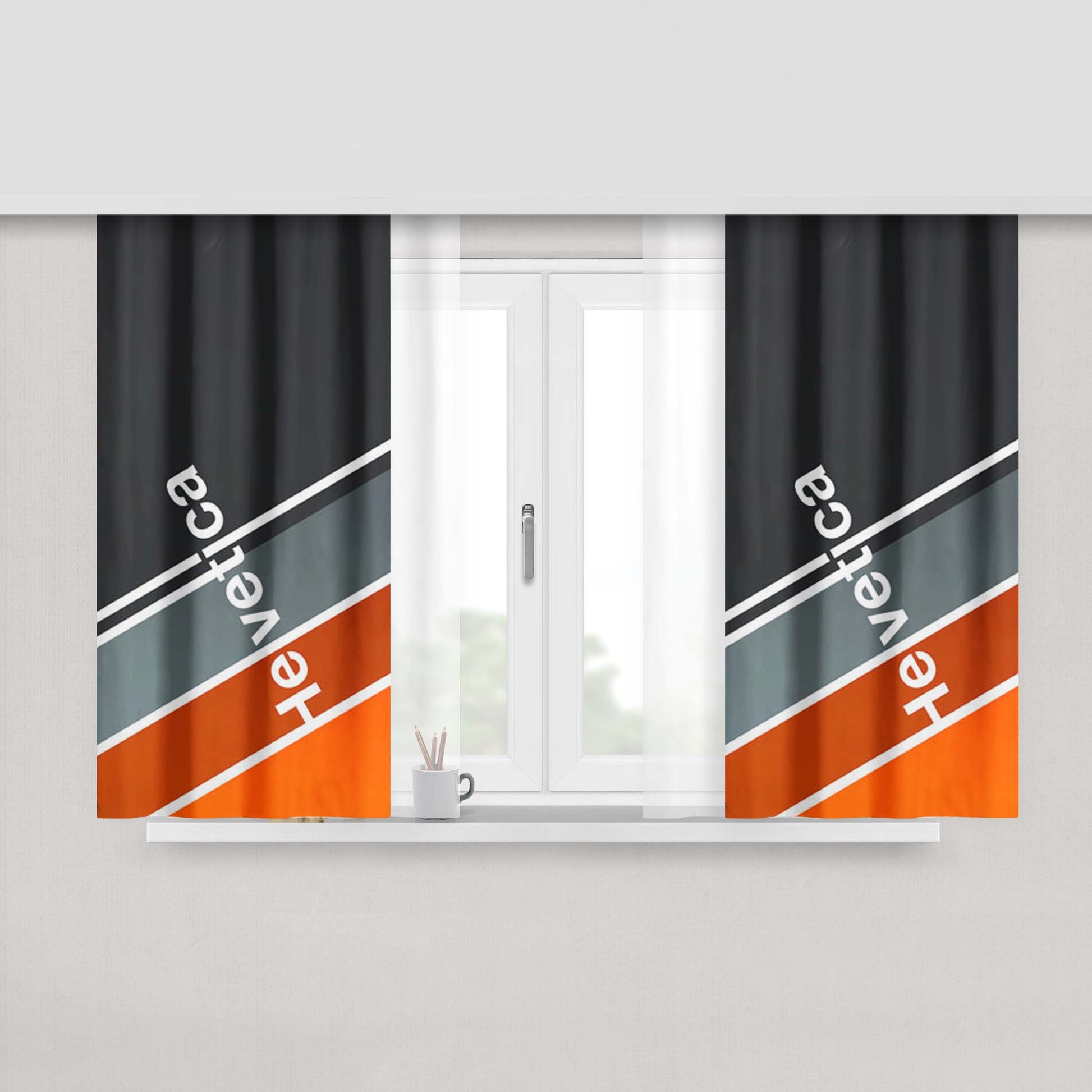 Helvetica Fabric Fabric Window Curtains