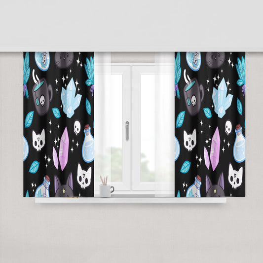 Herb Witch Black Fabric Fabric Window Curtains