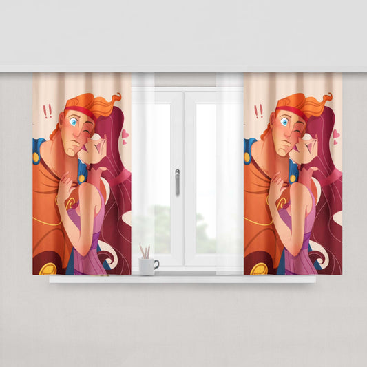 Hercules And Megara Kiss Art Fabric Fabric Window Curtains