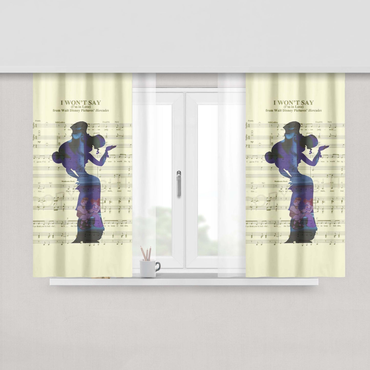 Hercules On The Sheet Music For The Song Art Fabric Fabric Window Curtains