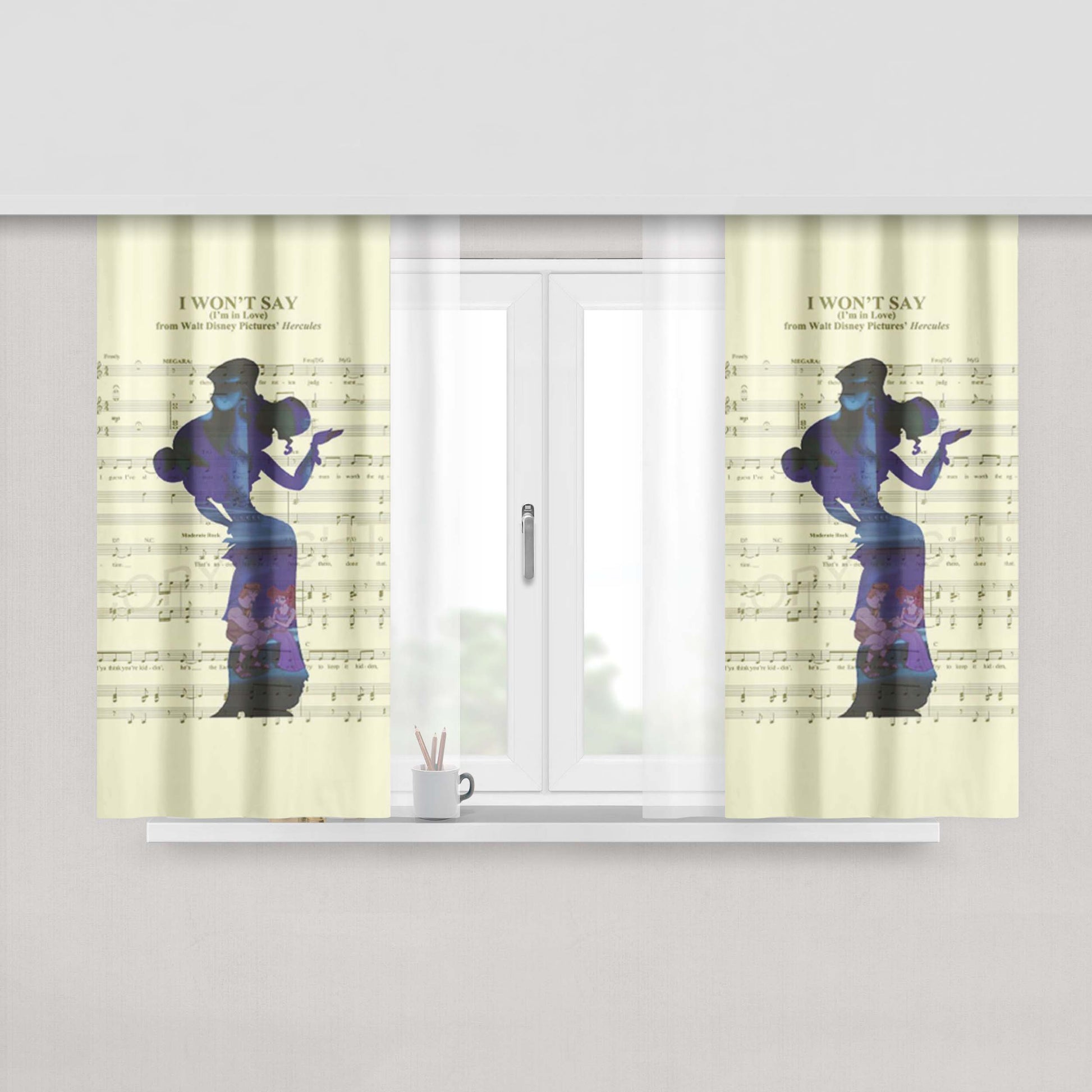 Hercules On The Sheet Music For The Song Art Fabric Fabric Window Curtains