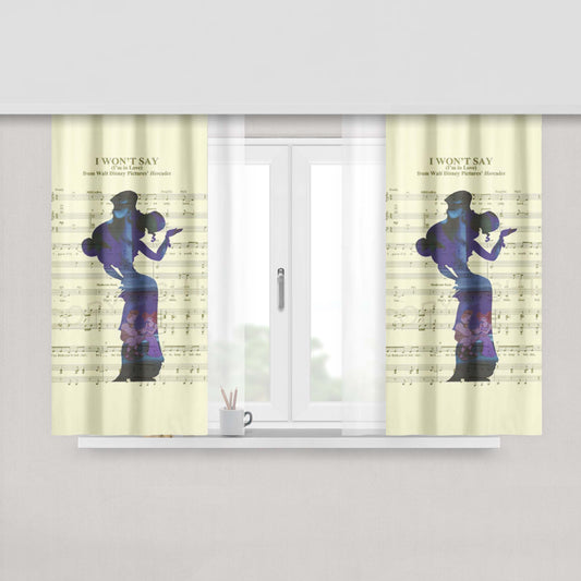 Hercules On The Sheet Music For The Song Art Fabric Window Curtains