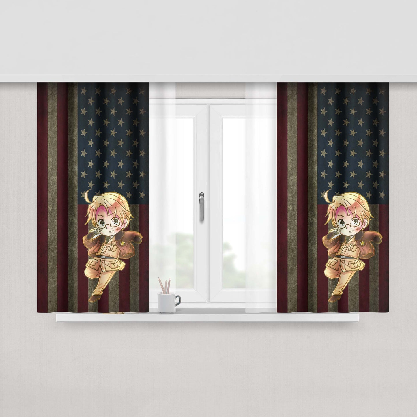 Hetalia America Usa Peach Skin Window Curtains