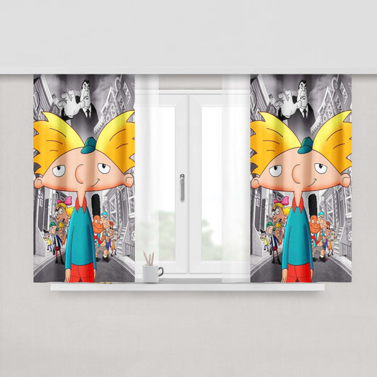 Hey Ronald Cartoon City Poster Peach Skin Window Curtains