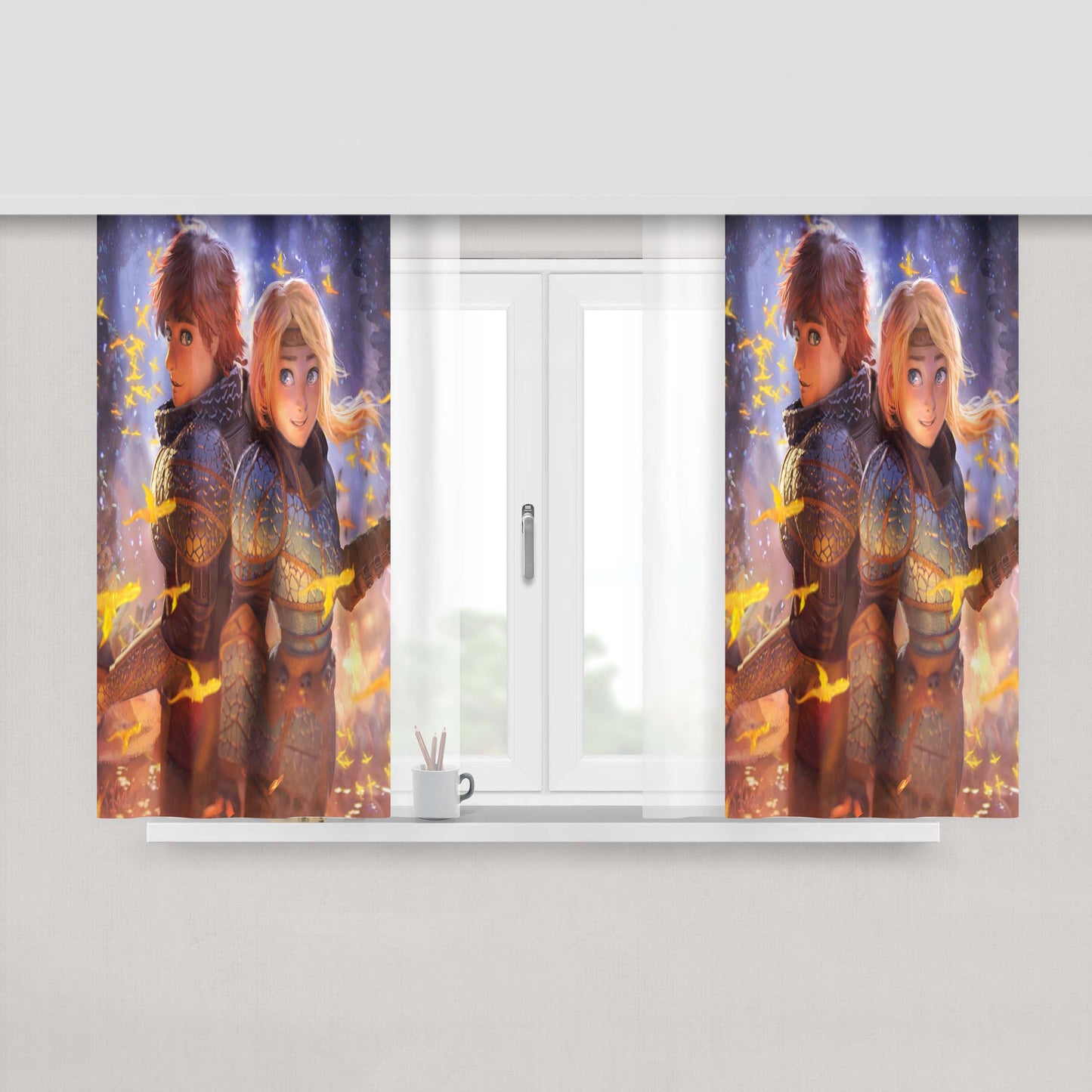 Hiccup And Astrid Hicctrid Peach Skin Window Curtains