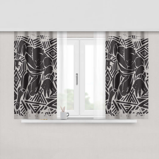 Hidden Black Panther Wakanda Peach Skin Window Curtains