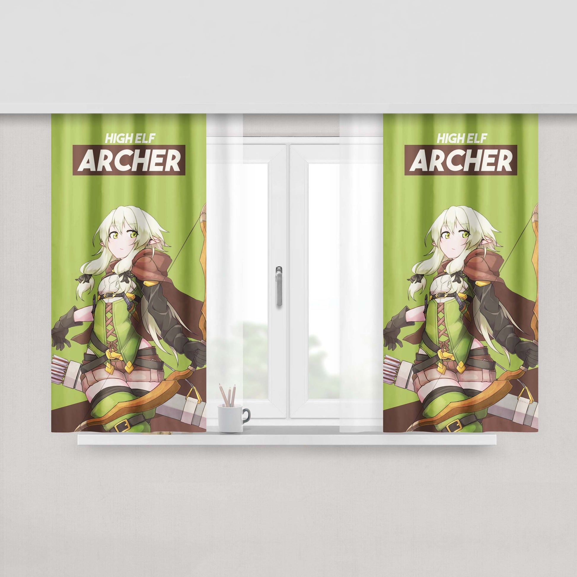 High Elf Archer Peach Skin Window Curtains