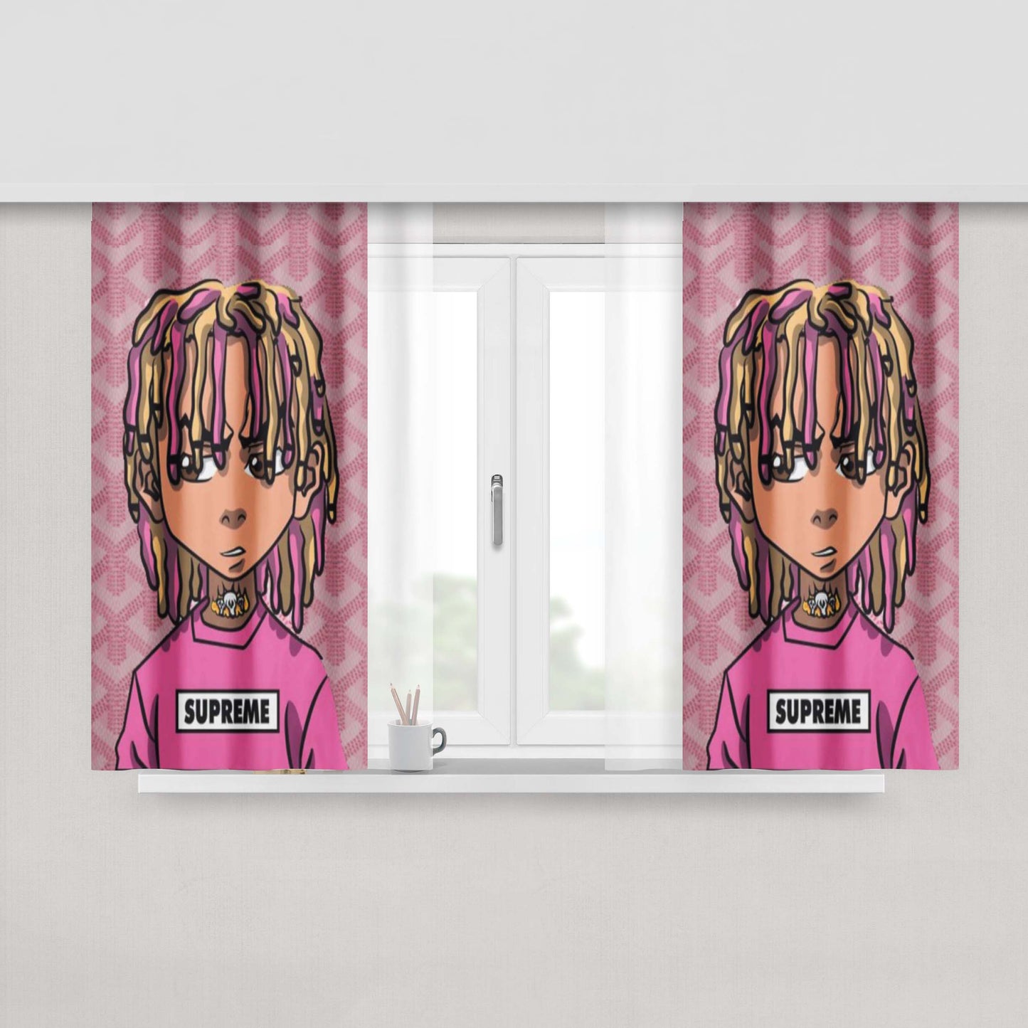 Hip Hop Artist Lil Pump Peach Skin Window Curtains