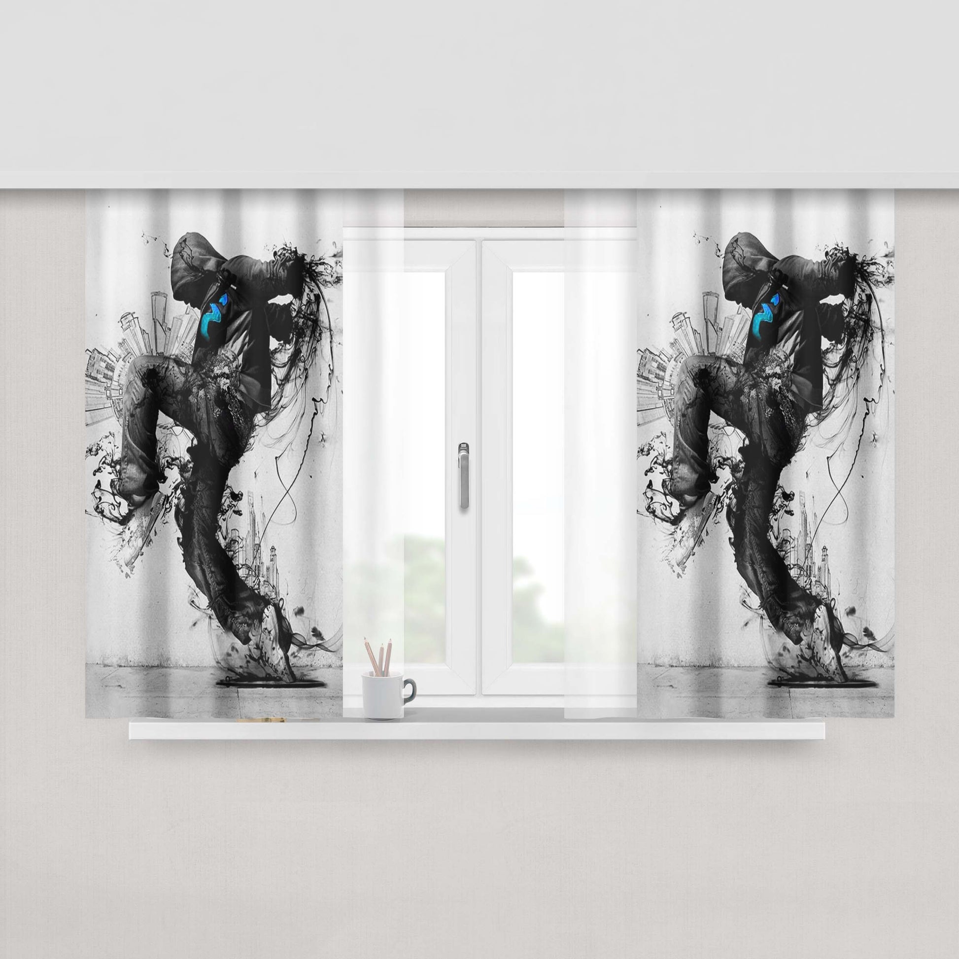 Hip Hop Boy Dance Peach Skin Window Curtains