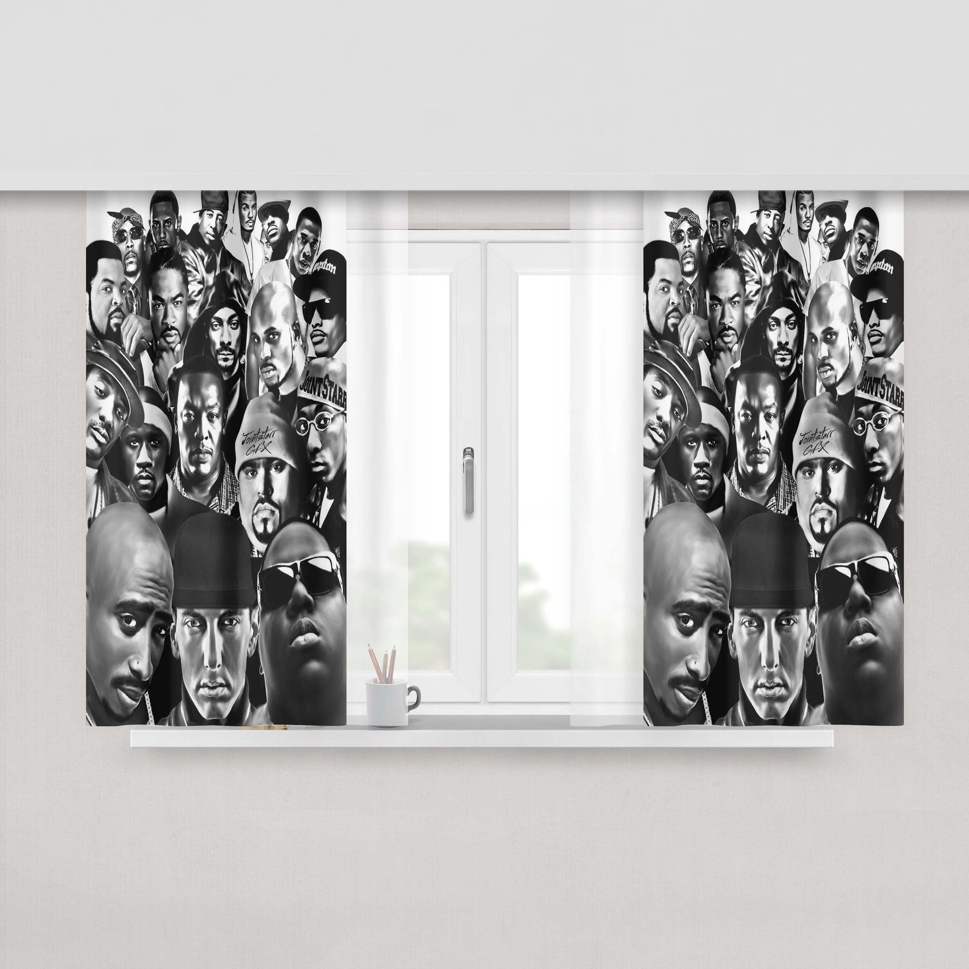 Hip Hop Legends Peach Skin Window Curtains
