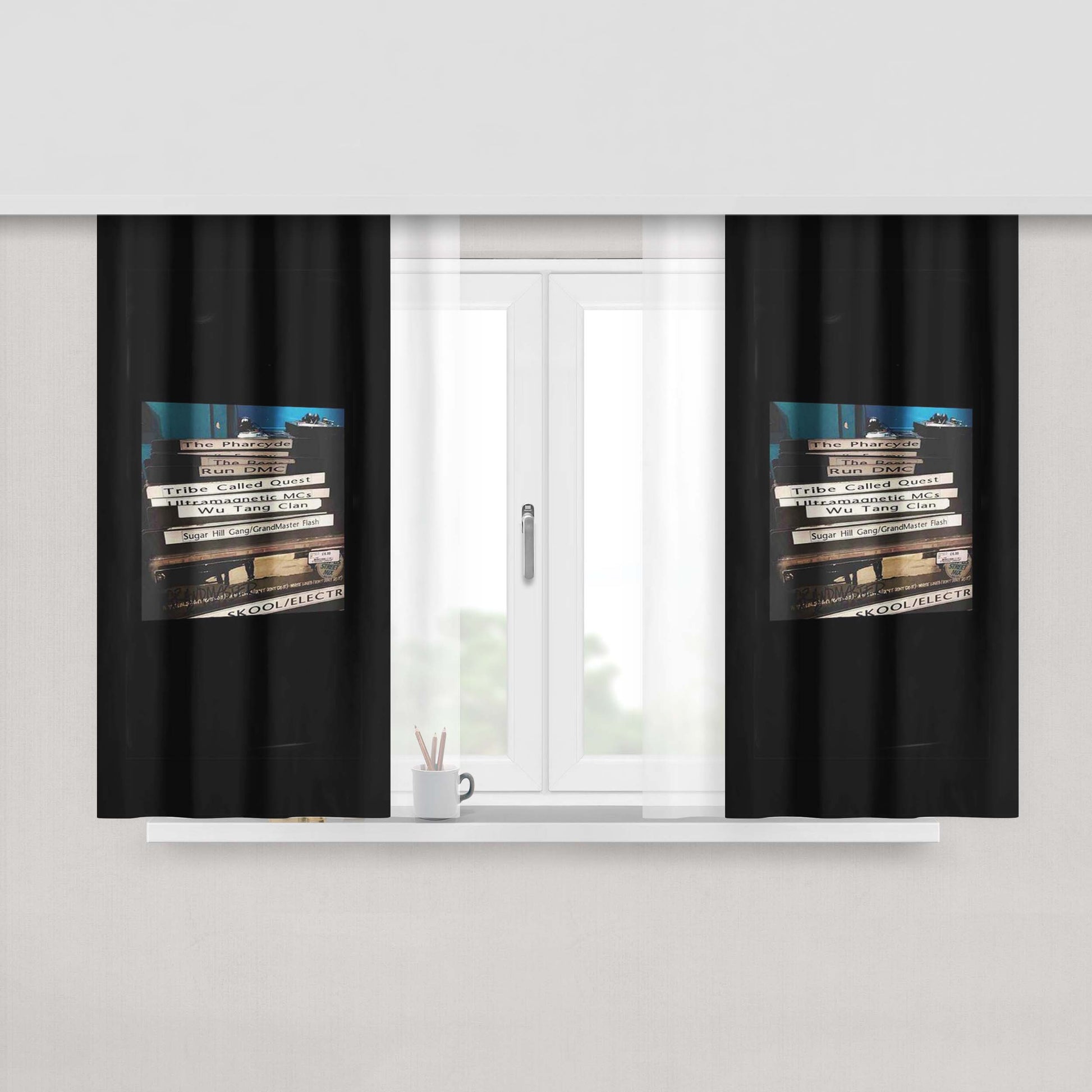 Hip Hop Rap Culture 90S Mash Up Wu Tang Nas Gang Starr Peach Skin Window Curtains