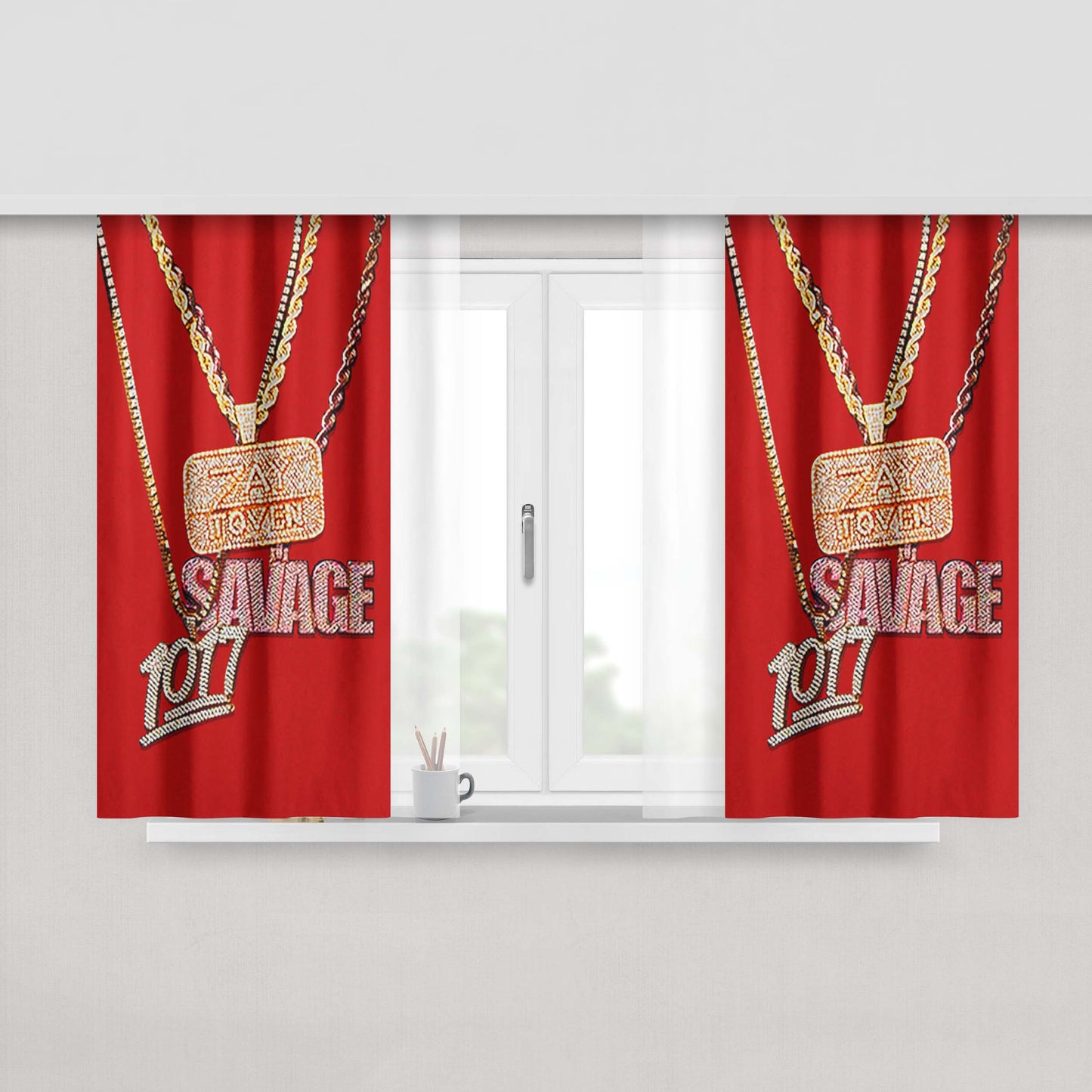 Hip Hop Savage Peach Skin Window Curtains