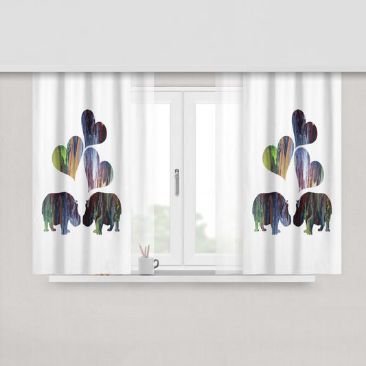 Hippo Art Peach Skin Window Curtains