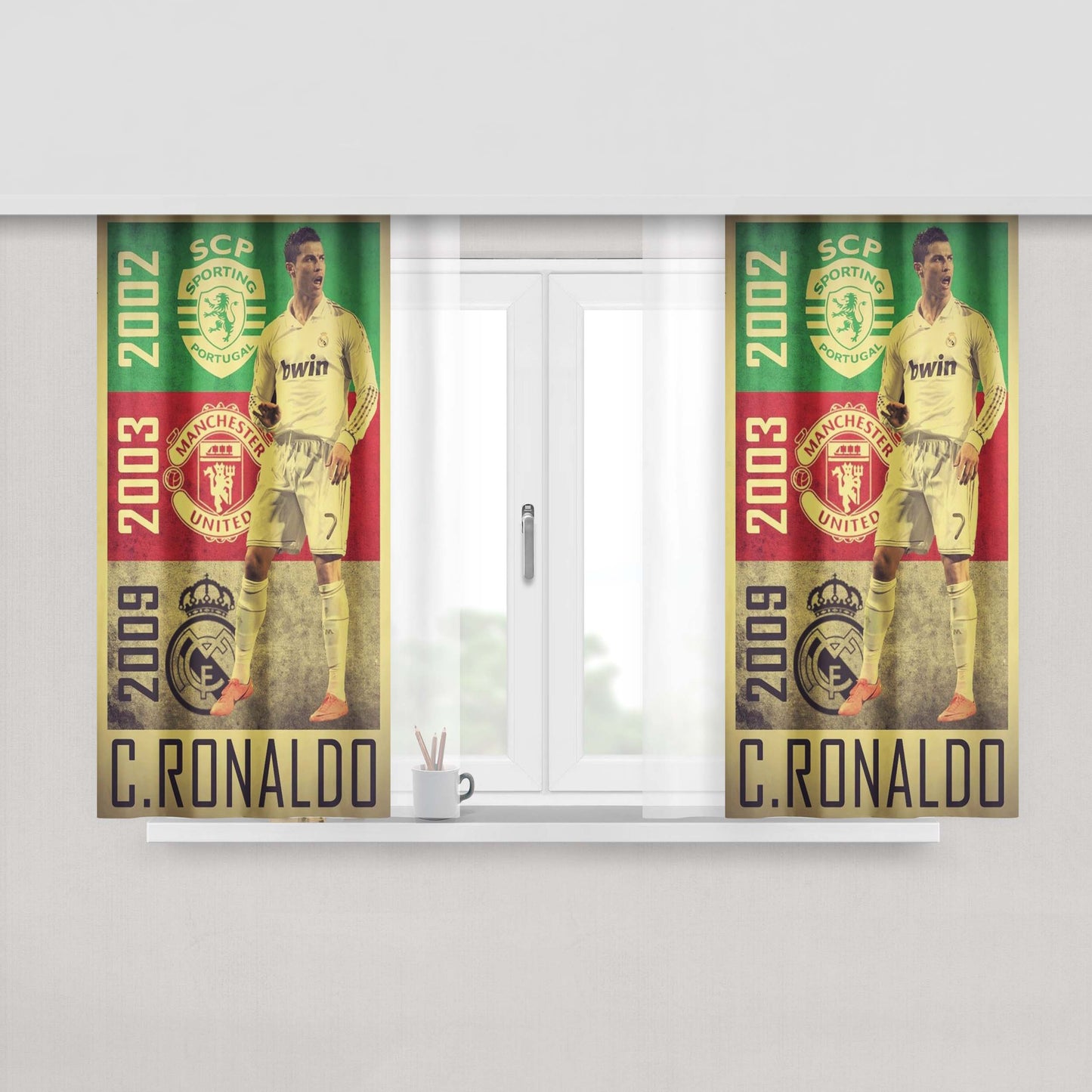 History Cristiano Ronaldo Peach Skin Window Curtains