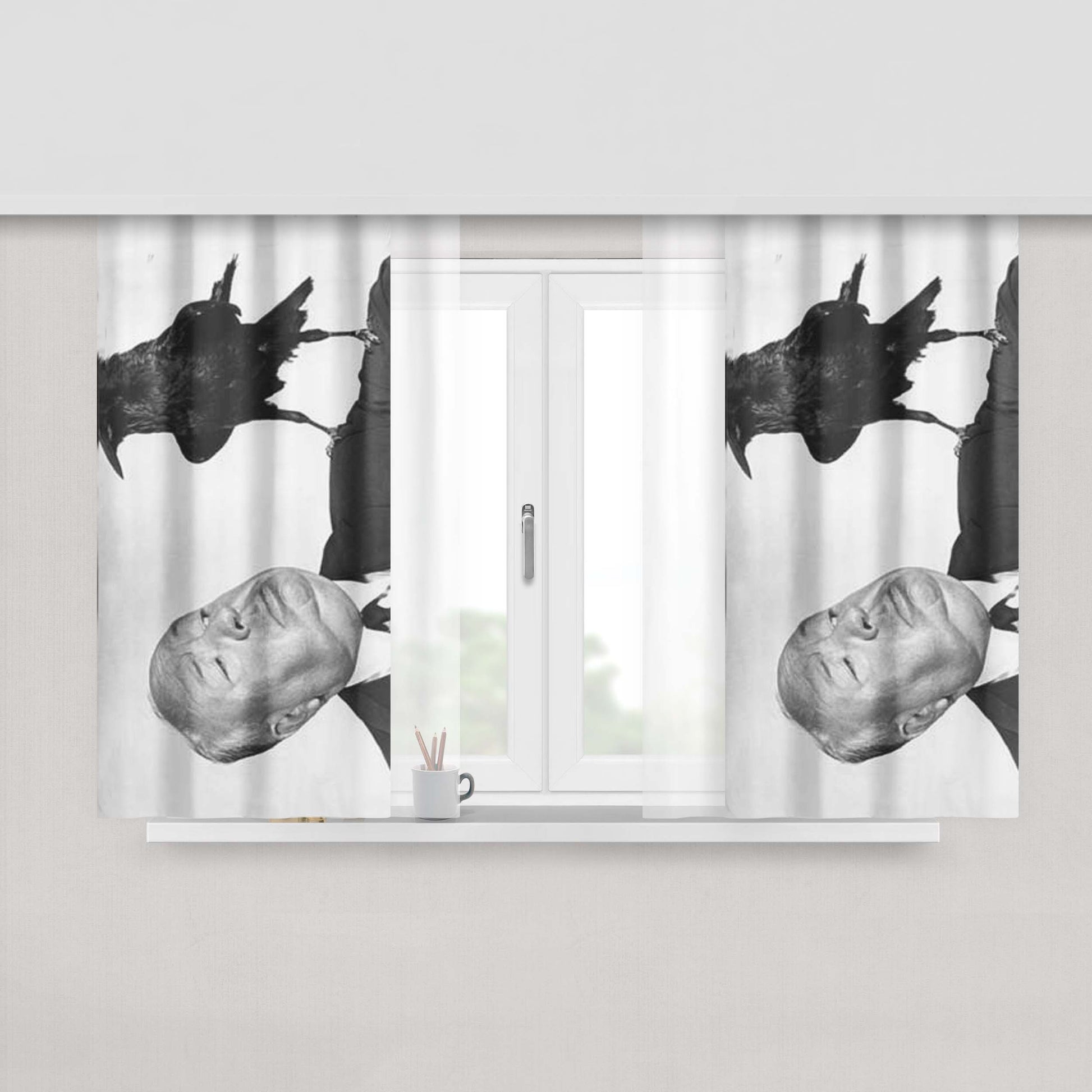 Hitchcock With Bird Peach Skin Window Curtains