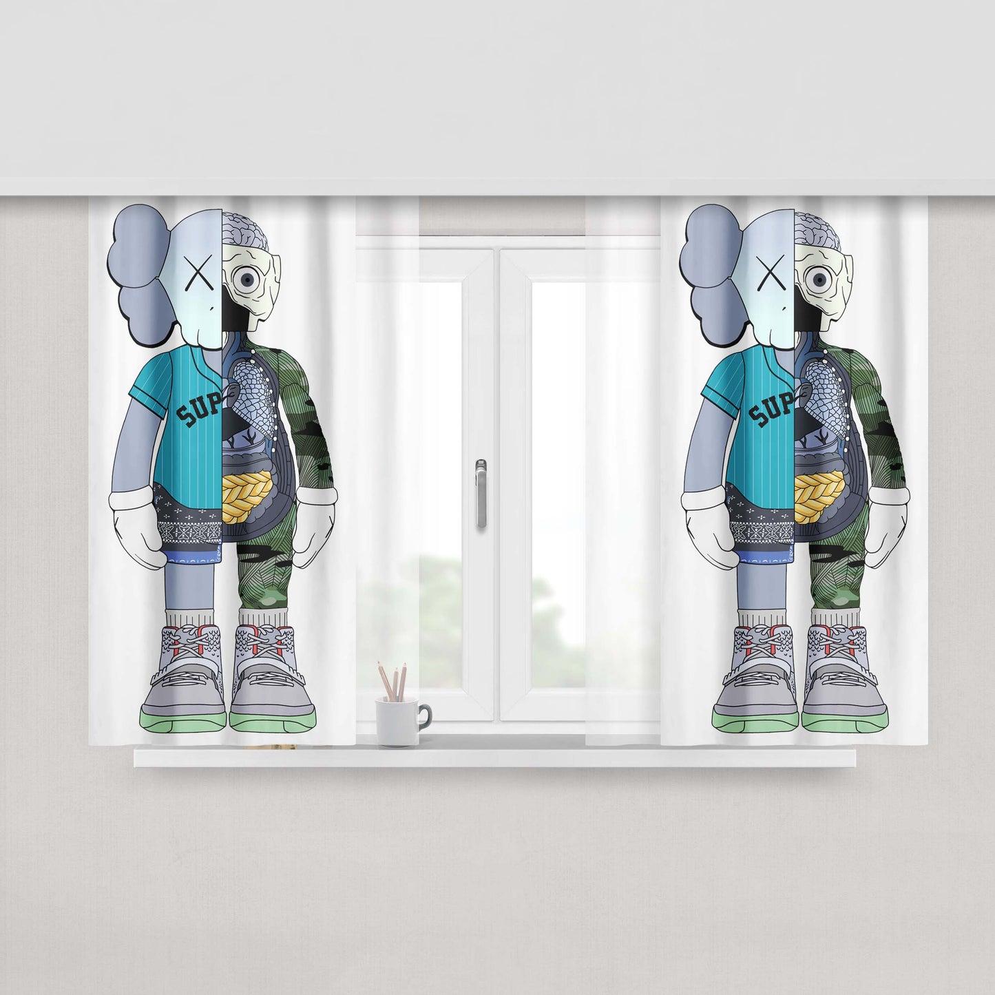Hmn Alns X Kaws Peach Skin Window Curtains
