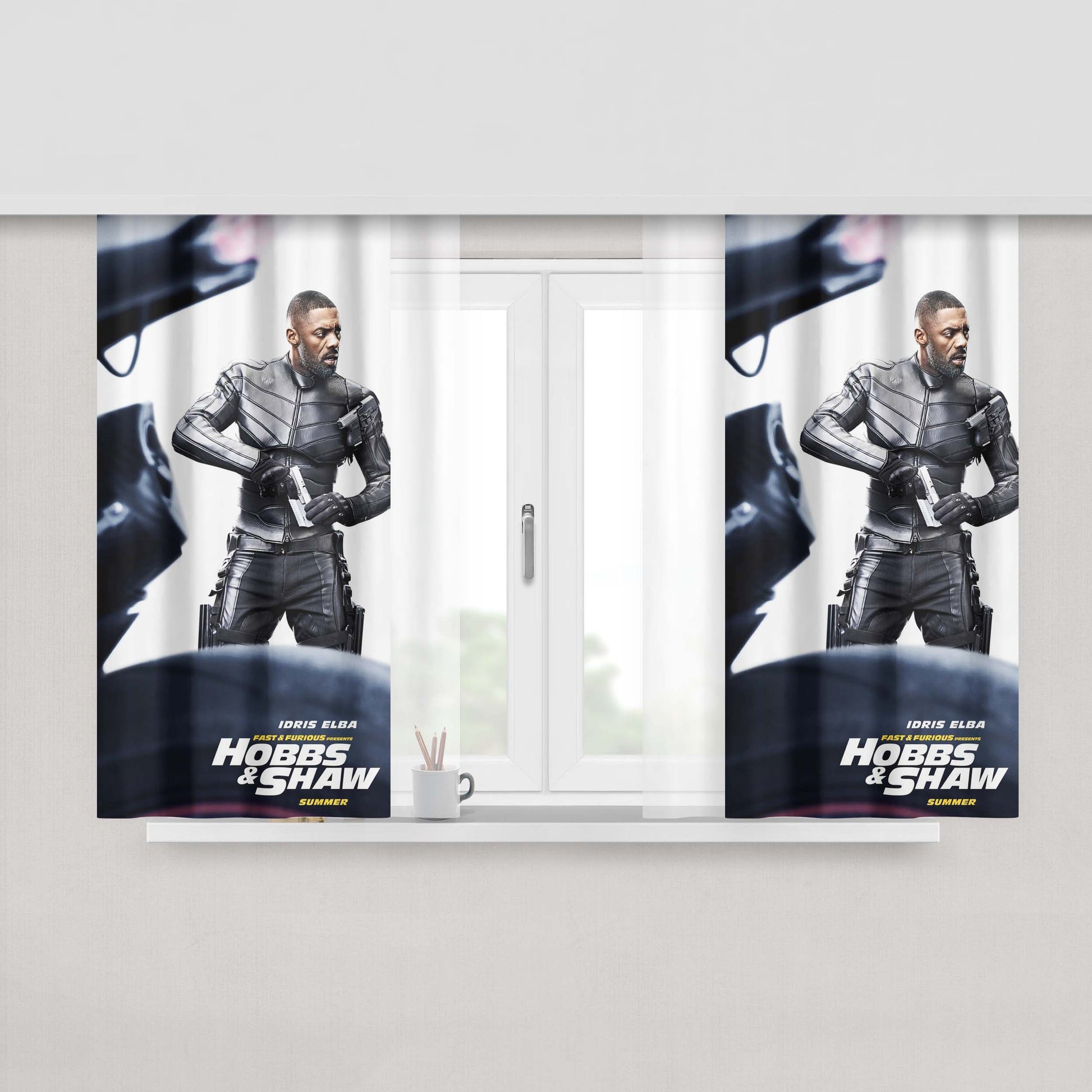 Hobbs And Shaw Idris Elba Peach Skin Window Curtains