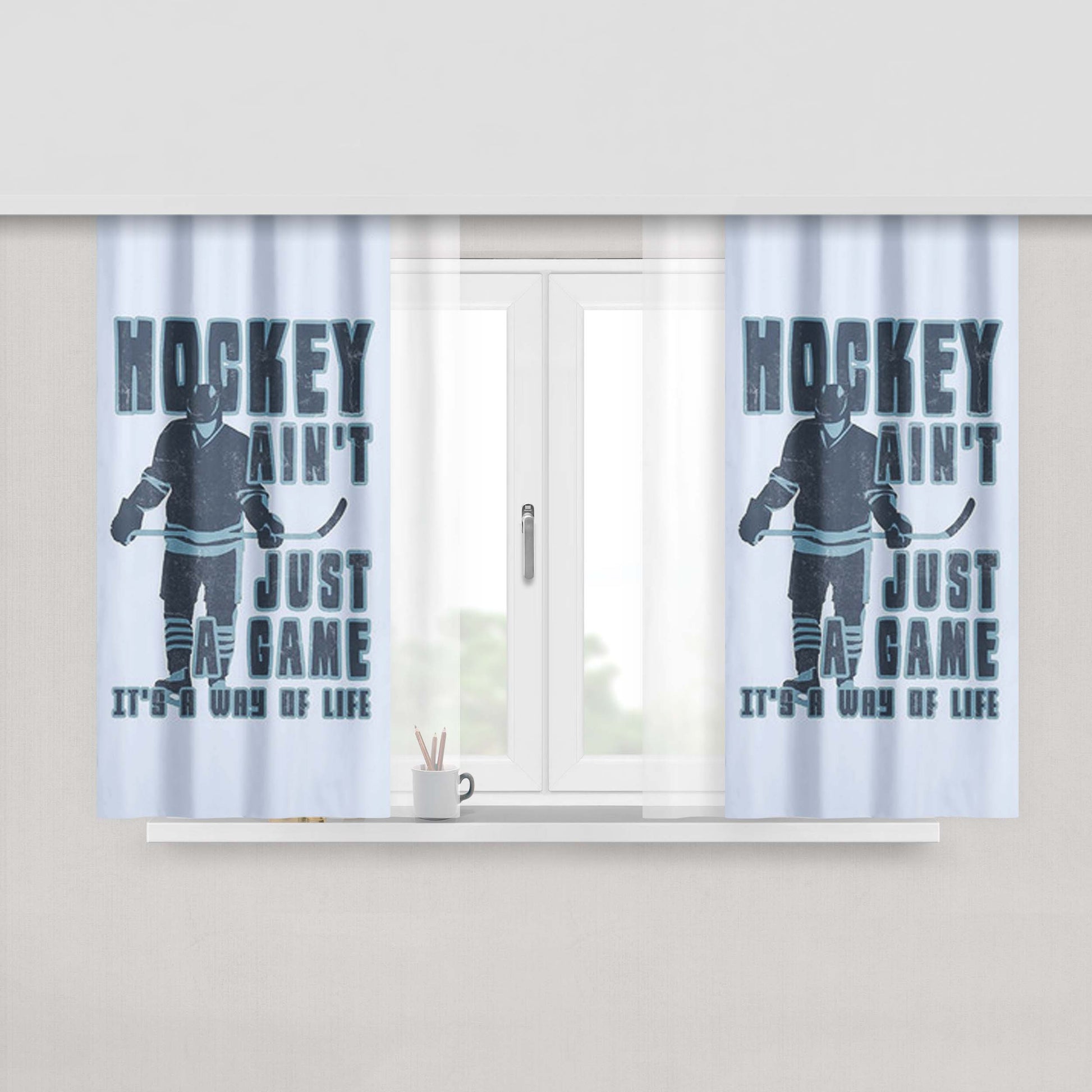 Hockey Ain'T Just A Game Peach Skin Window Curtains