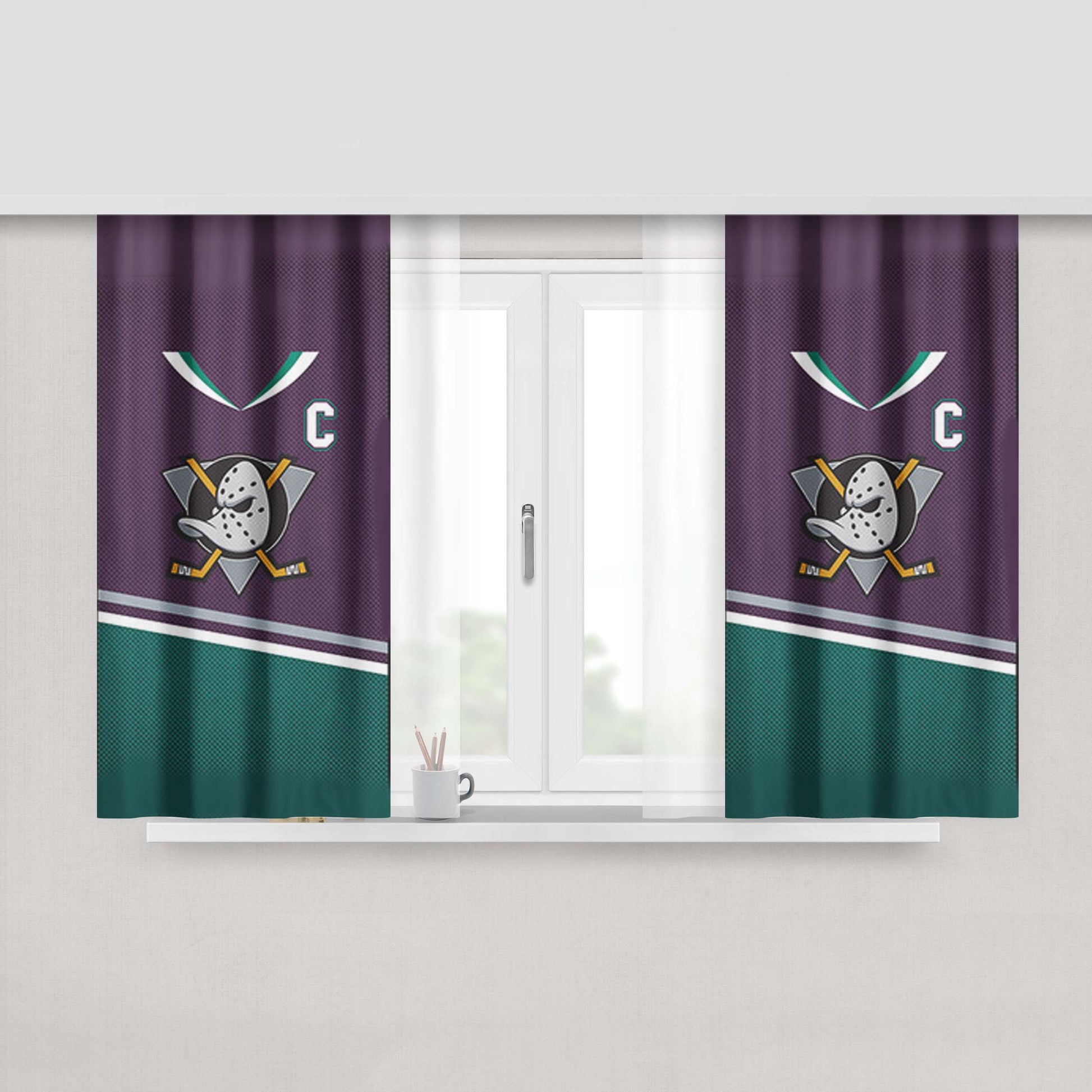 Hockey Logo Peach Skin Window Curtains