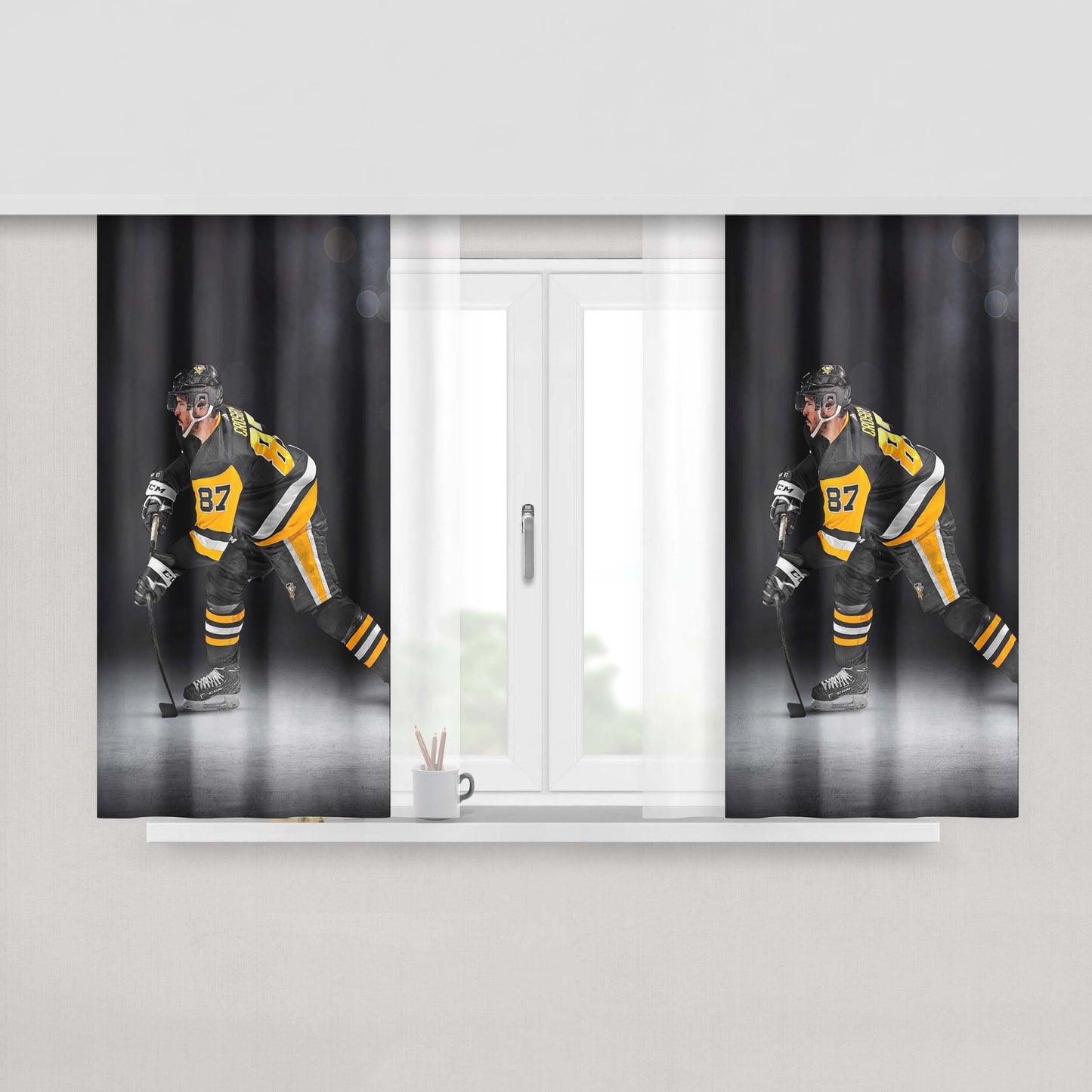 Hockey Player Nhl Peach Skin Window Curtains