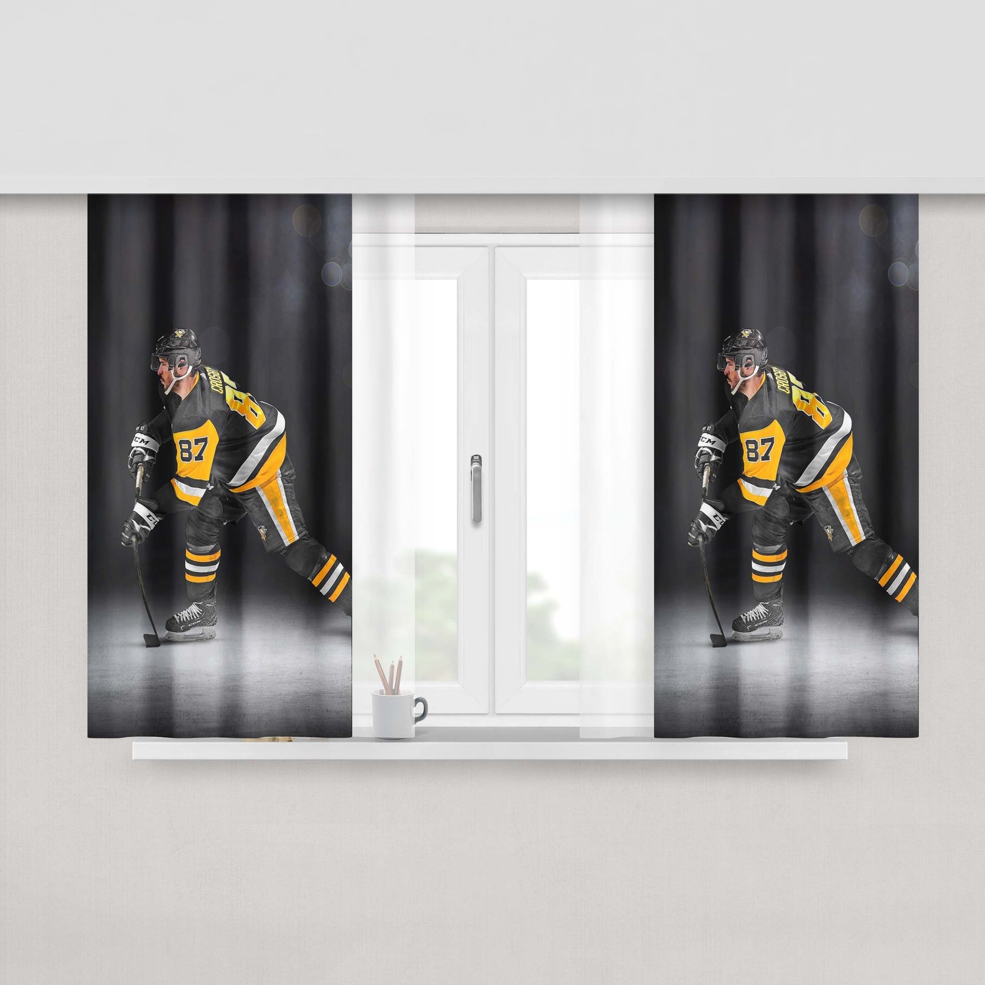 Hockey Player Nhl Peach Skin Window Curtains