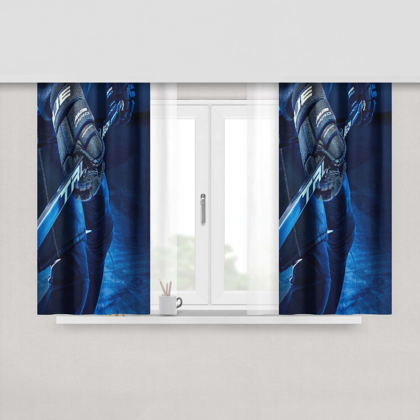 Hockey Stick Nhl Peach Skin Window Curtains