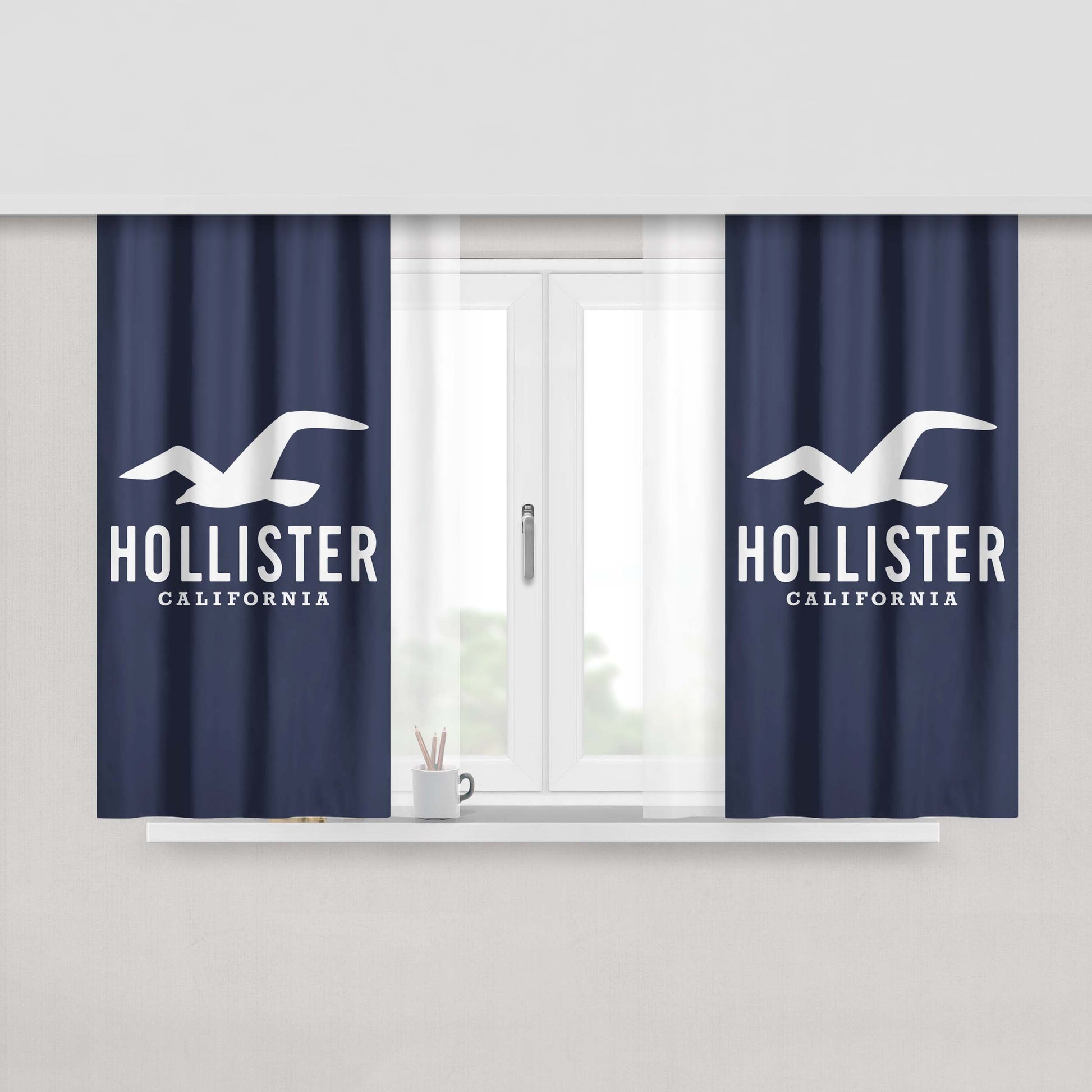 Hollister Logo Peach Skin Window Curtains