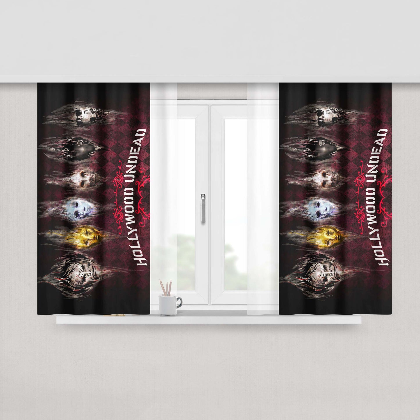 Hollywood Undead Band Peach Skin Window Curtains