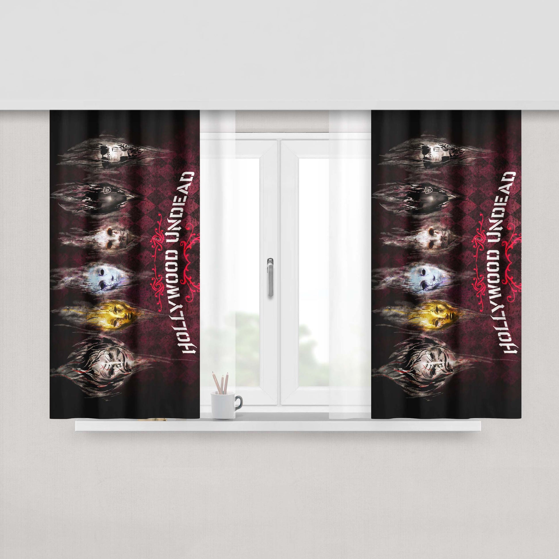 Hollywood Undead Band Peach Skin Window Curtains