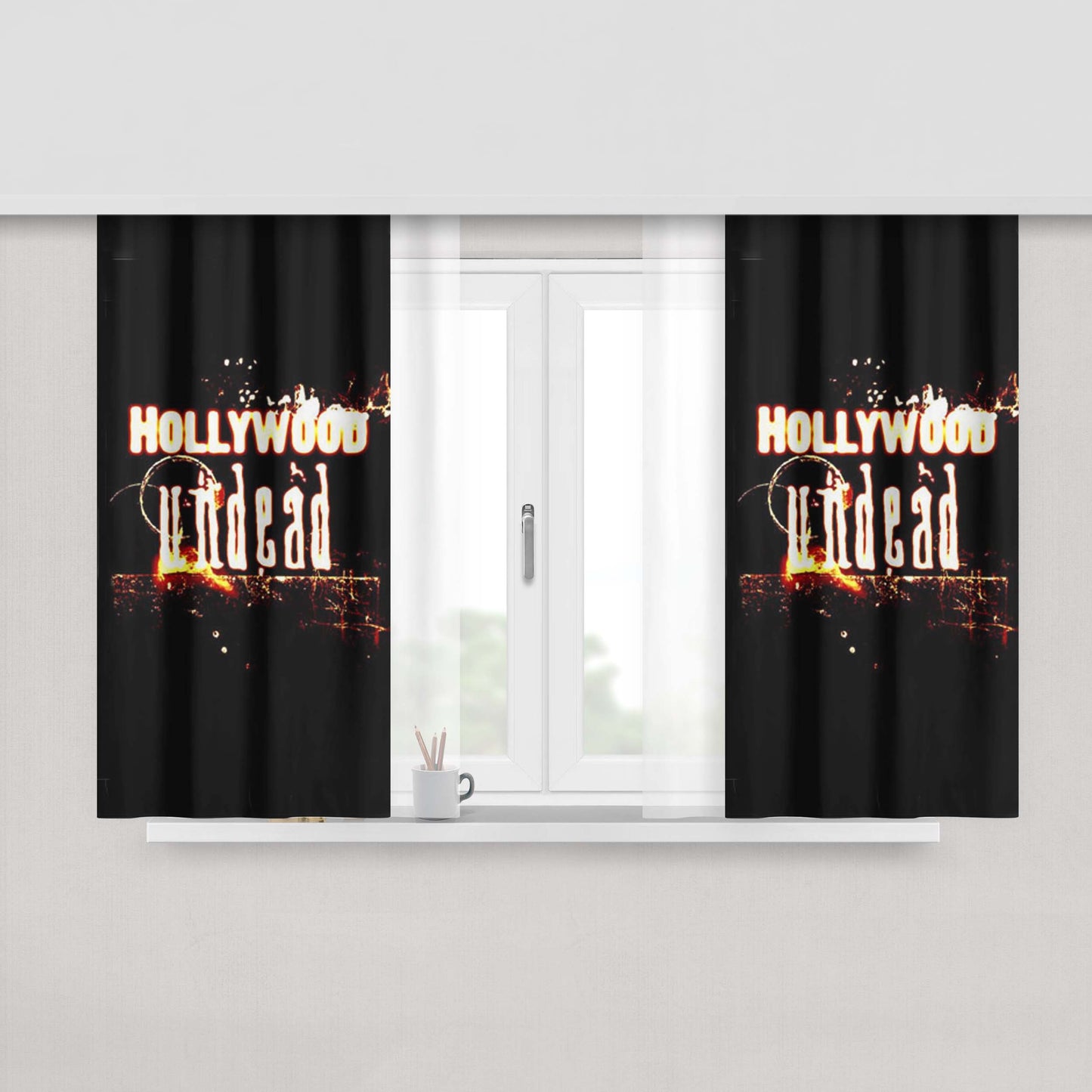 Hollywood Undead Flame Peach Skin Window Curtains