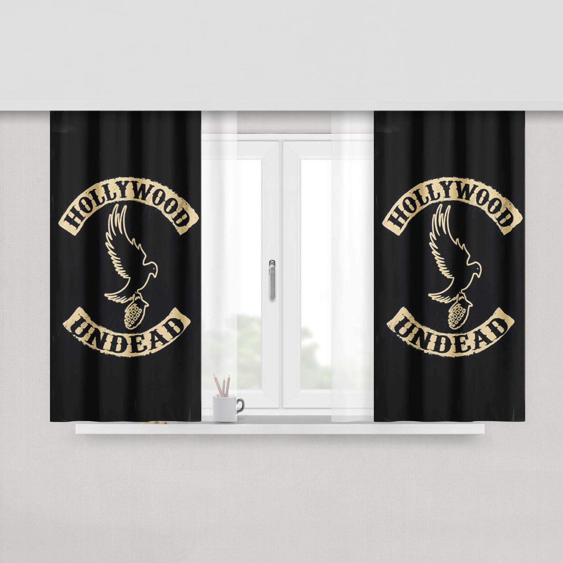 Hollywood Undead Logo Peach Skin Window Curtains